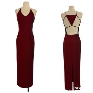 Vtg 90s Y2K Candy Rocket Maxi Dress Sz S/M Burgundy Whimsy Goth Fairy Vampire